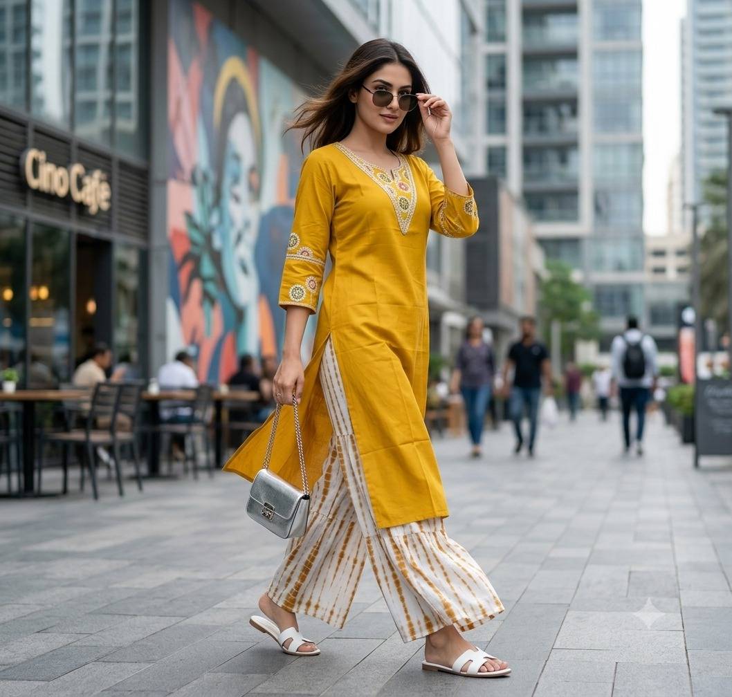 TRENDY STYLE By Fashid Wholesale Stylish Beautiful Colourful VERTICAN COTTON Kurti At Wholesale Price